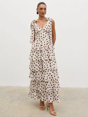 FIORE TIE RUFFLE MAXI DRESS