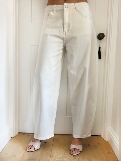 BARREL DENIM JEANS WHITE