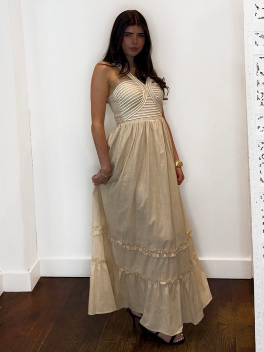 ROPE DETAIL MAXI DRESS BEIGE