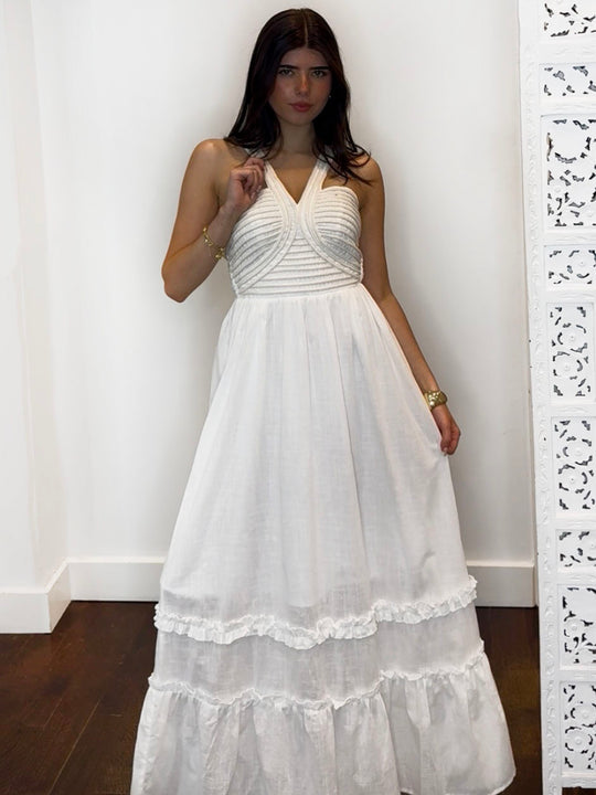 ROPE DETAIL MAXI DRESS WHITE