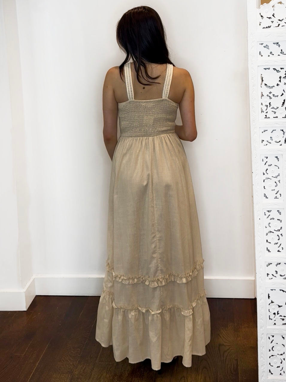 ROPE DETAIL MAXI DRESS BEIGE