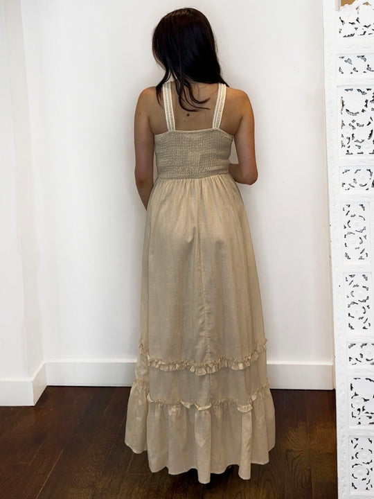 ROPE DETAIL MAXI DRESS BEIGE
