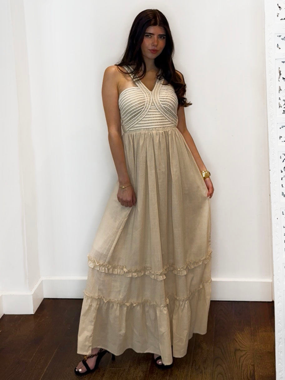 ROPE DETAIL MAXI DRESS BEIGE