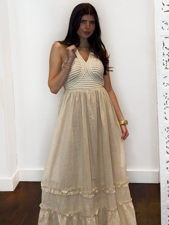 ROPE DETAIL MAXI DRESS BEIGE