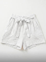 LINEN TIE SHORTS WHITE