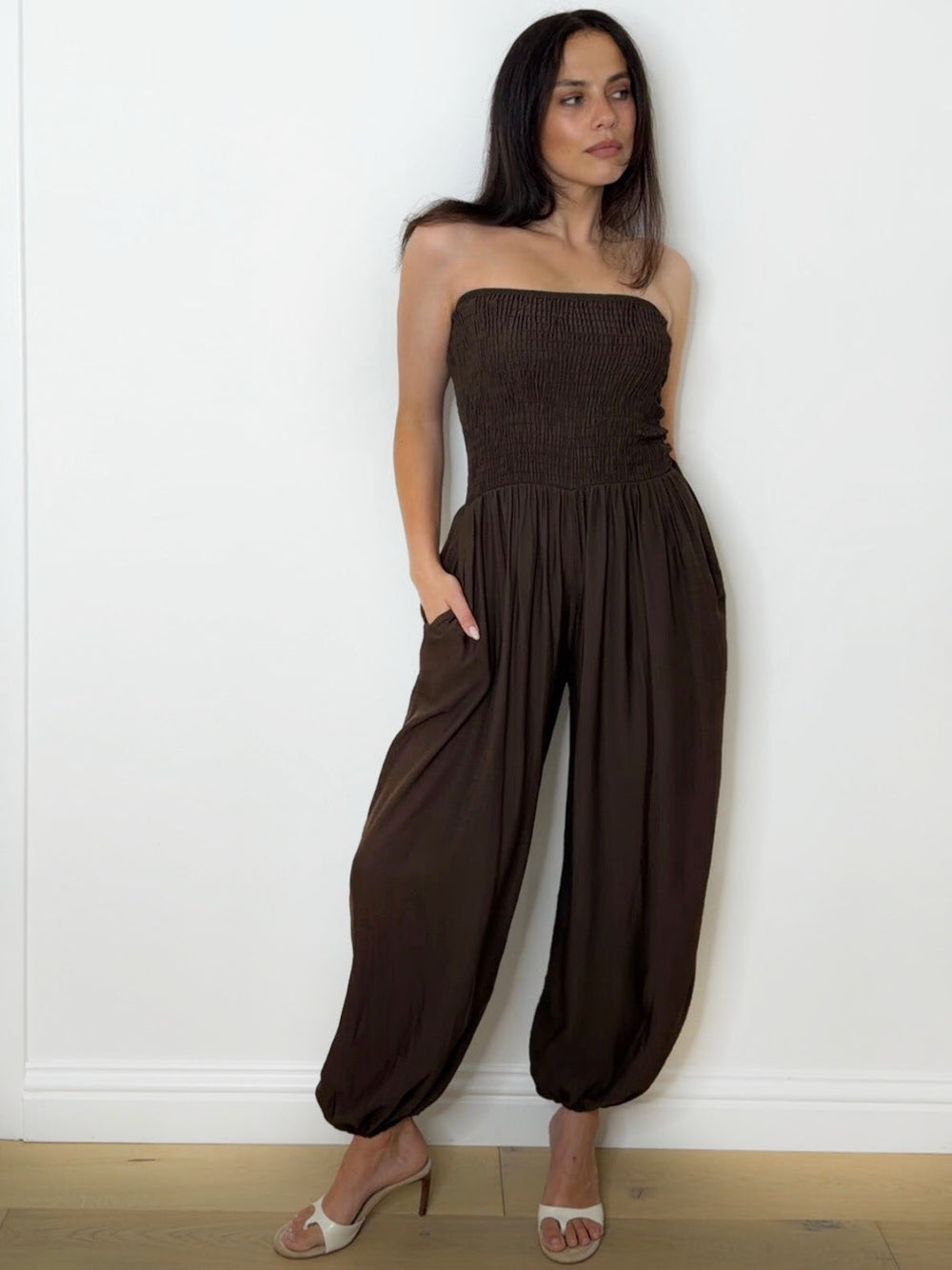 BALLOON JUMPSUIT CHOCOLATE