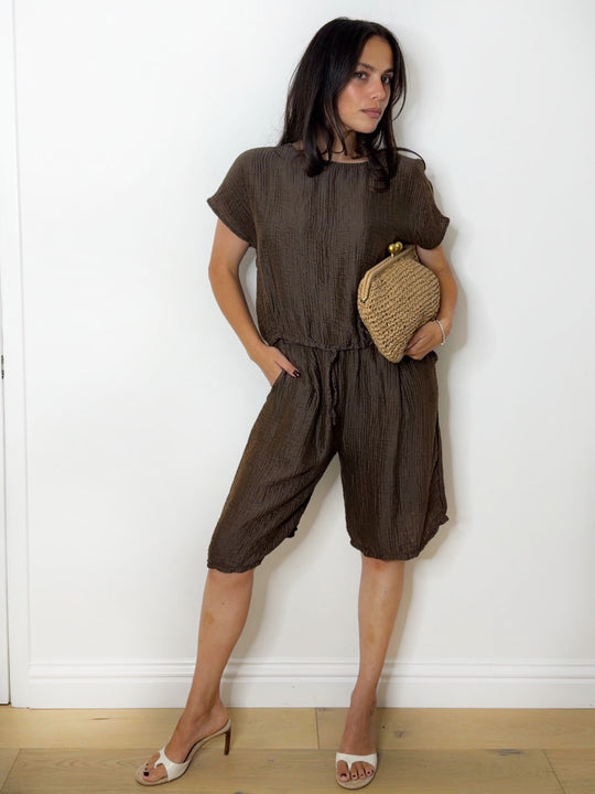 SADIE SHORTS SET CHOC