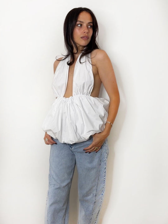 POPLIN X HALTER WHITE