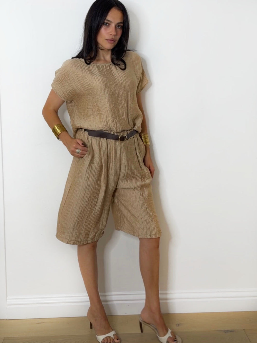 SADIE SHORTS SET CAMEL