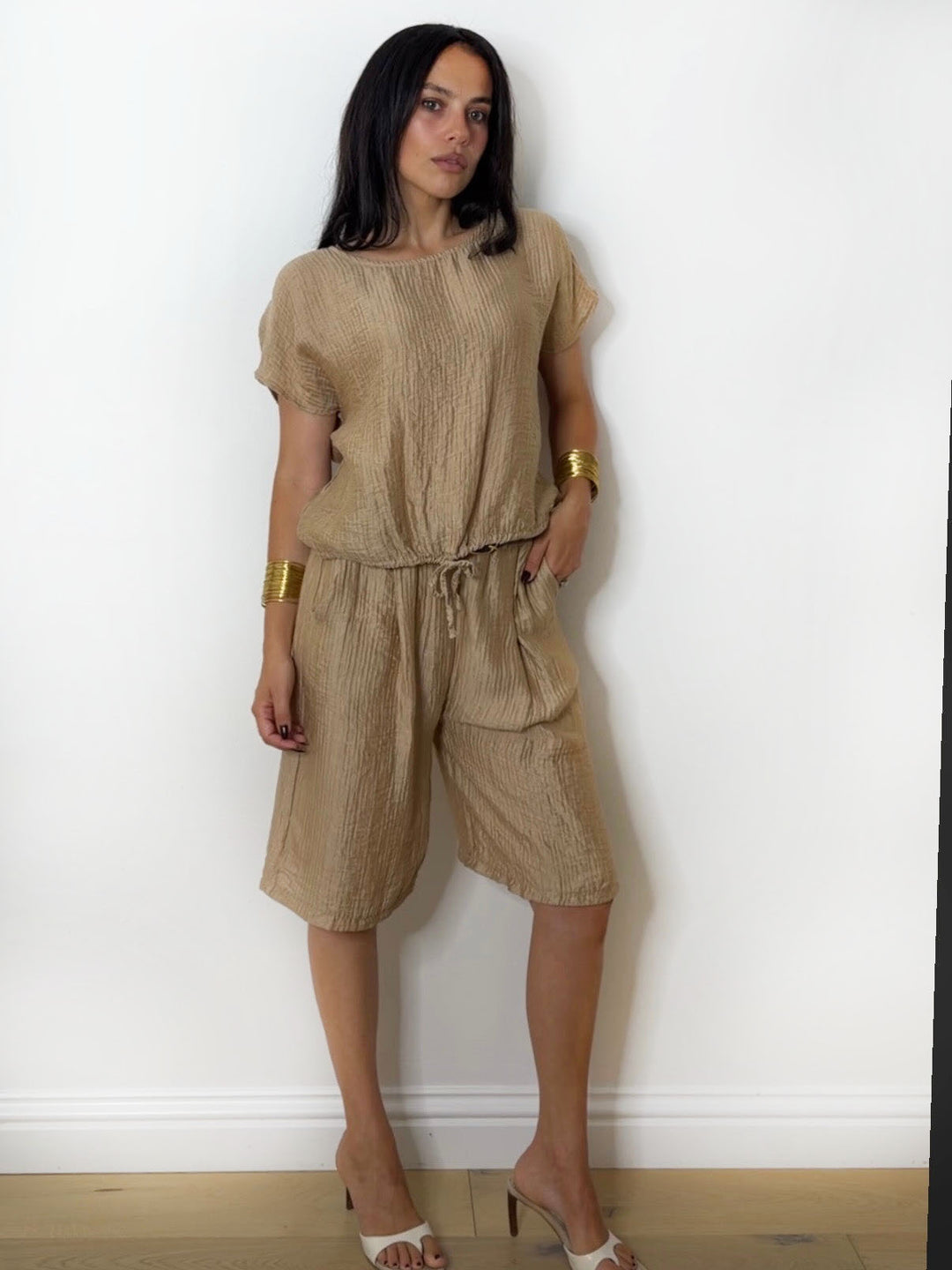 SADIE SHORTS SET CAMEL