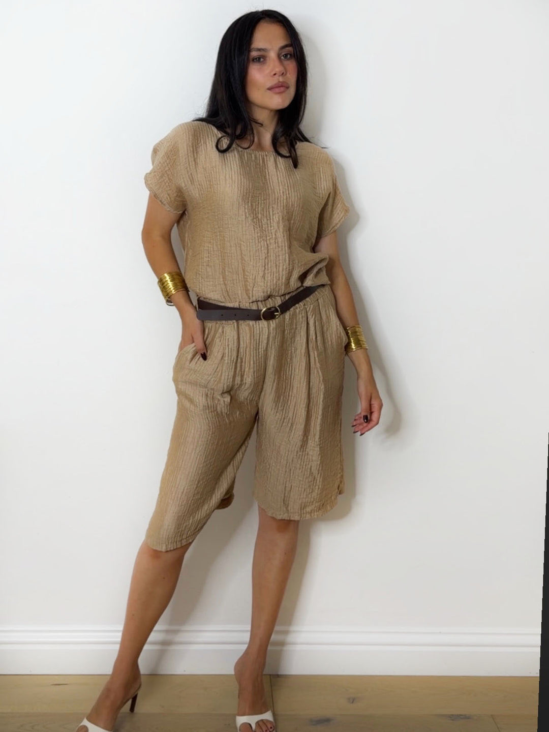 SADIE SHORTS SET CAMEL