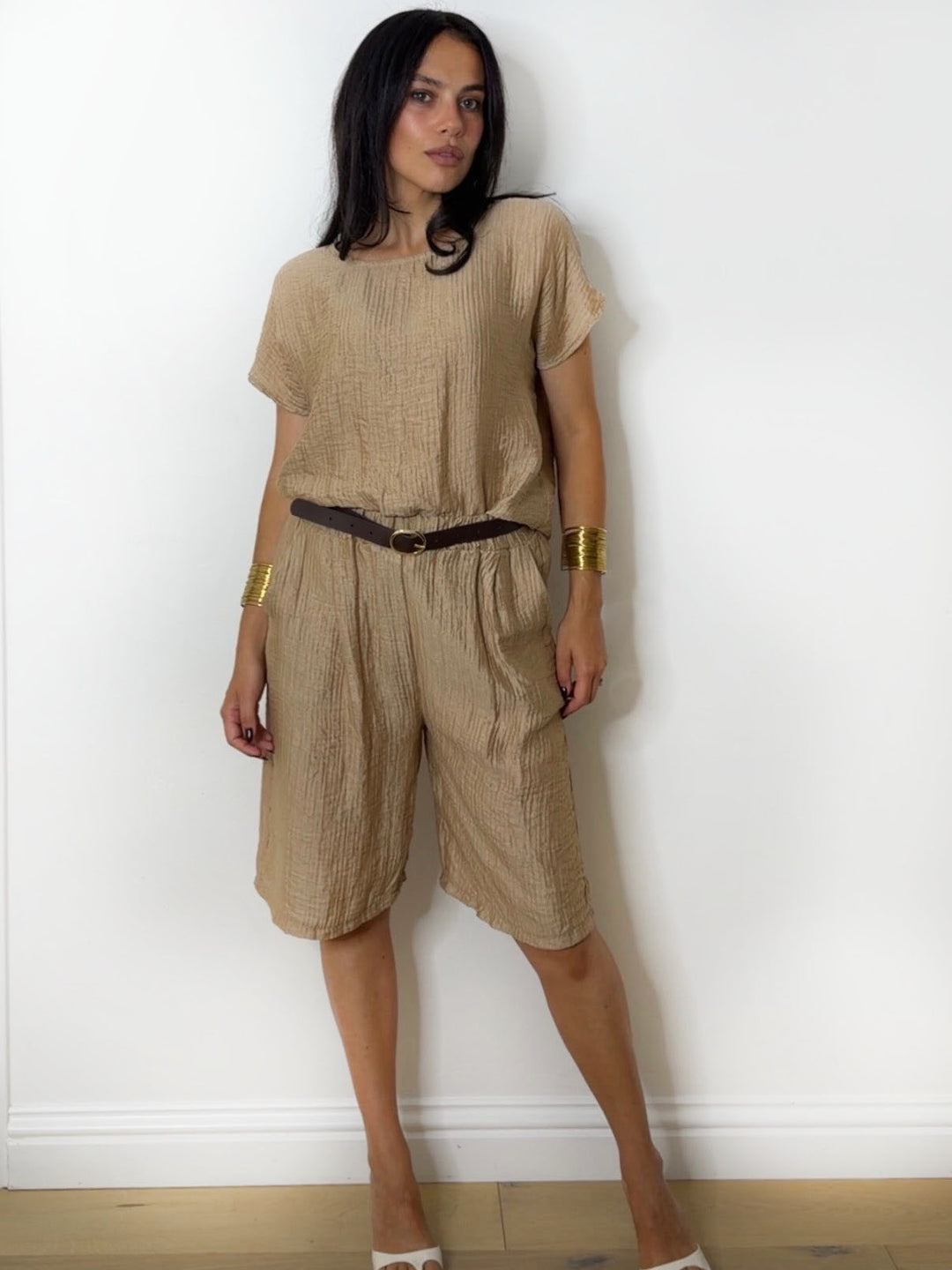 SADIE SHORTS SET CAMEL