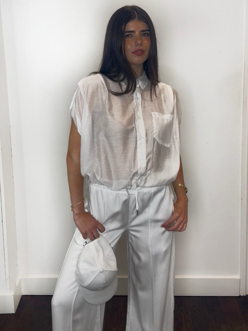 SHEER CROP SHIRT WHITE