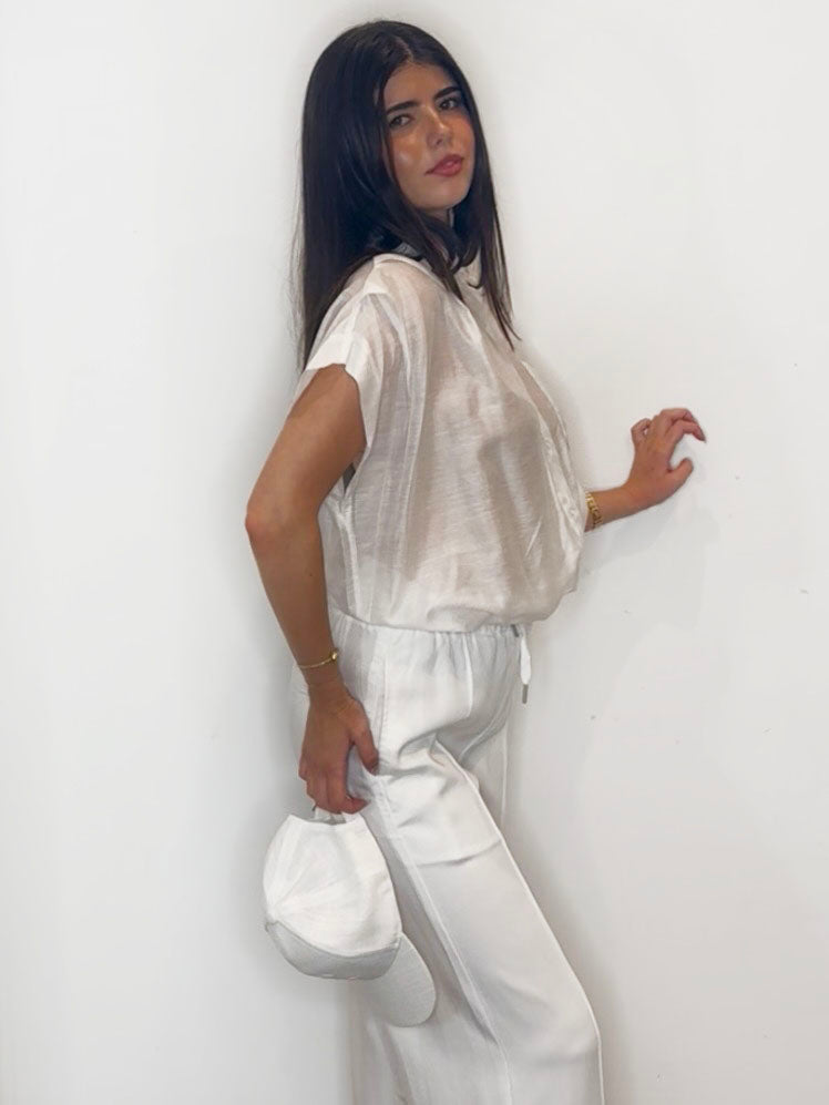 SHEER CROP SHIRT WHITE