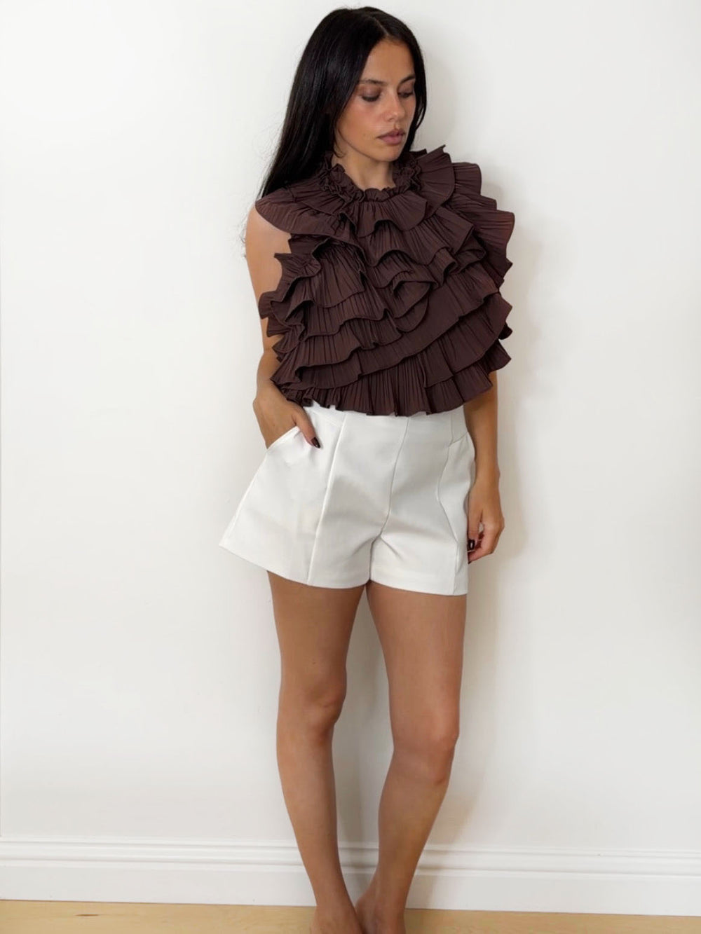 LARA RUFFLE HALTER CHOC