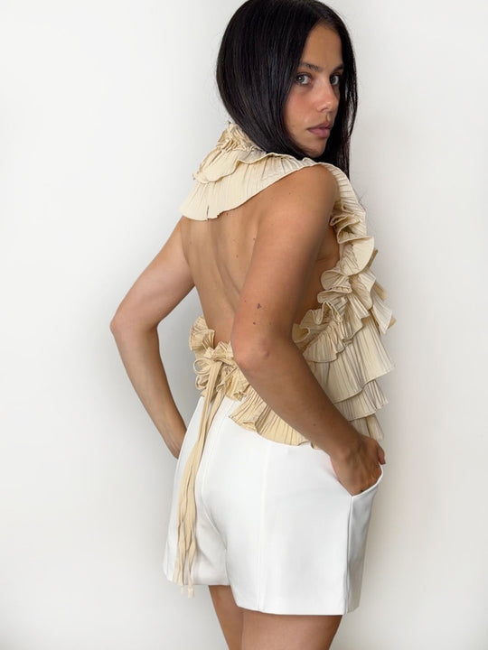 LARA RUFFLE HALTER BEIGE