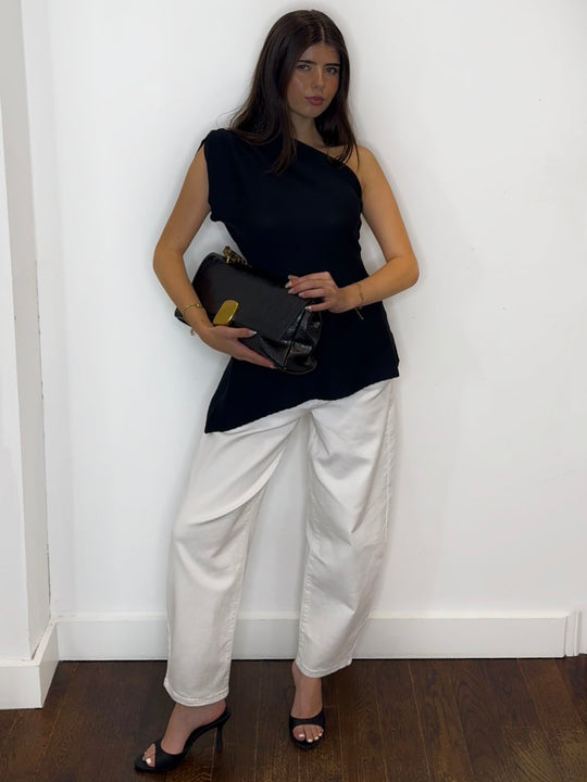 ONE SHOULDER KNIT BLACK