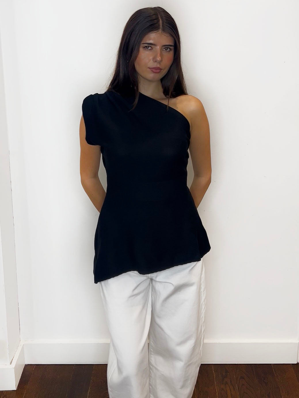ONE SHOULDER KNIT BLACK