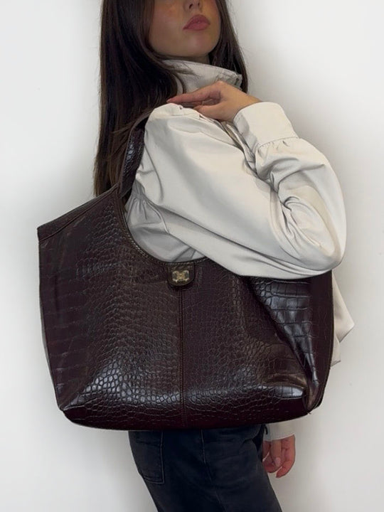 EMBLEM CROC BAG CHOC