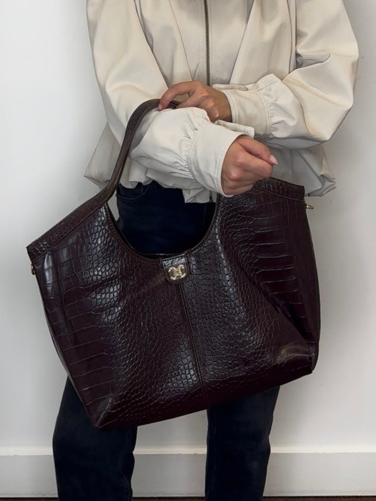 EMBLEM CROC BAG CHOC