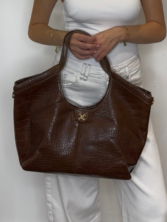 EMBLEM CROC BAG TAN