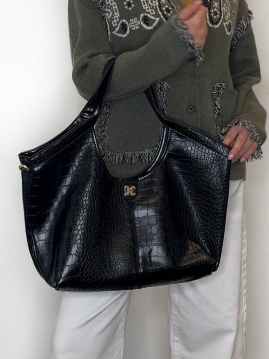 EMBLEM CROC BAG BLACK