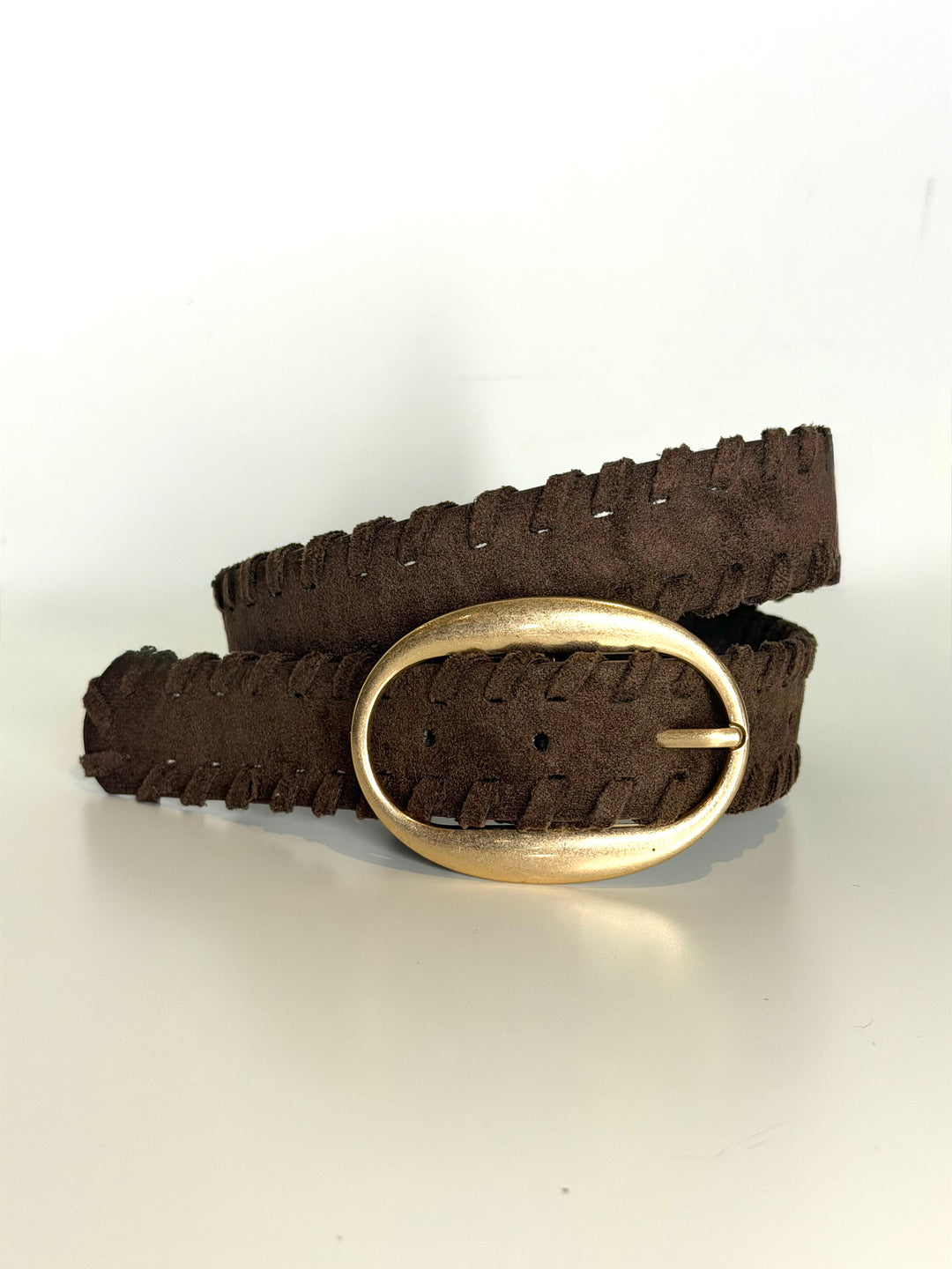 PLAIT SUEDE BELT CHOCOLATE
