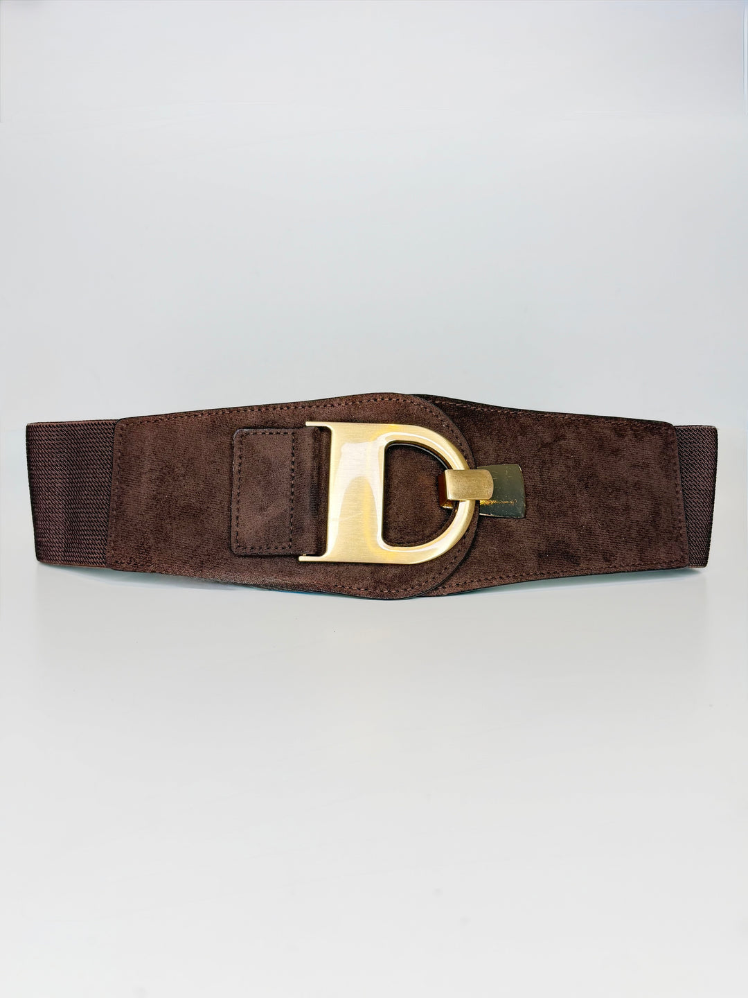 CHOCOLATE D RING BELT WITH ELASTIC BACK