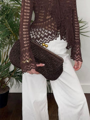 RAFFIA PURSE BAG CHOCOLATE