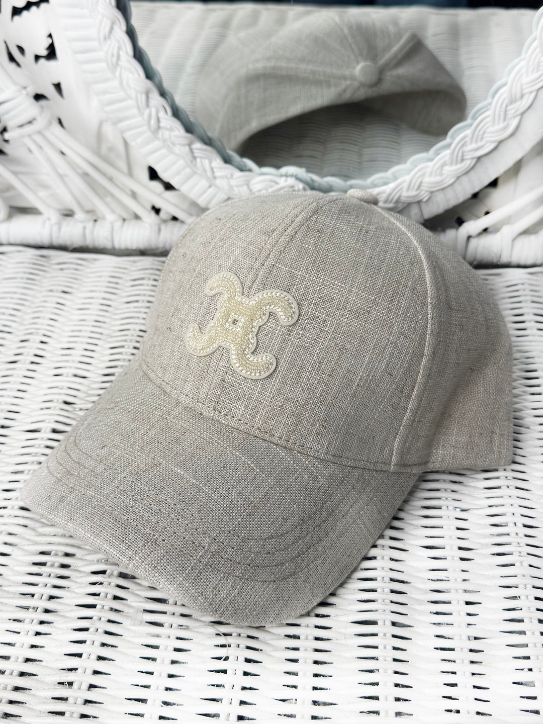 LOGO LINEN CAP BEIGE