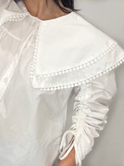 CICI POPLIN COLLAR BLOUSE WHITE