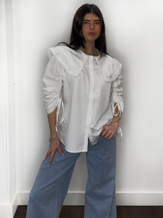 CICI POPLIN COLLAR BLOUSE WHITE