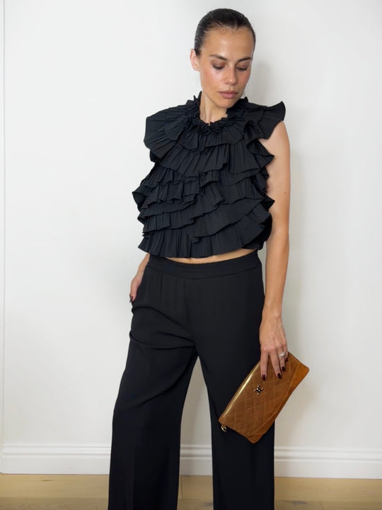 LARA RUFFLE HALTER BLACK