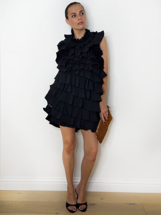 LARA RUFFLE DRESS BLACK