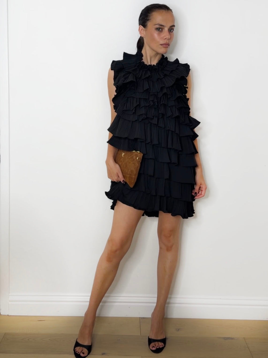 LARA RUFFLE DRESS BLACK