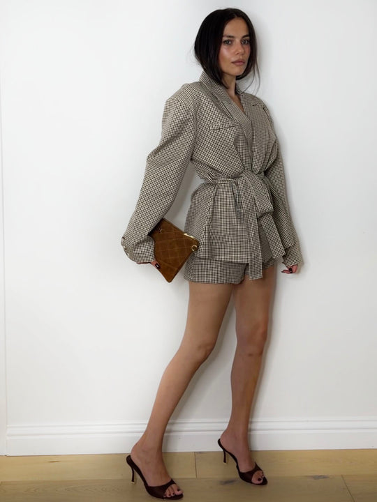 CHECK TAILORED SHORTS