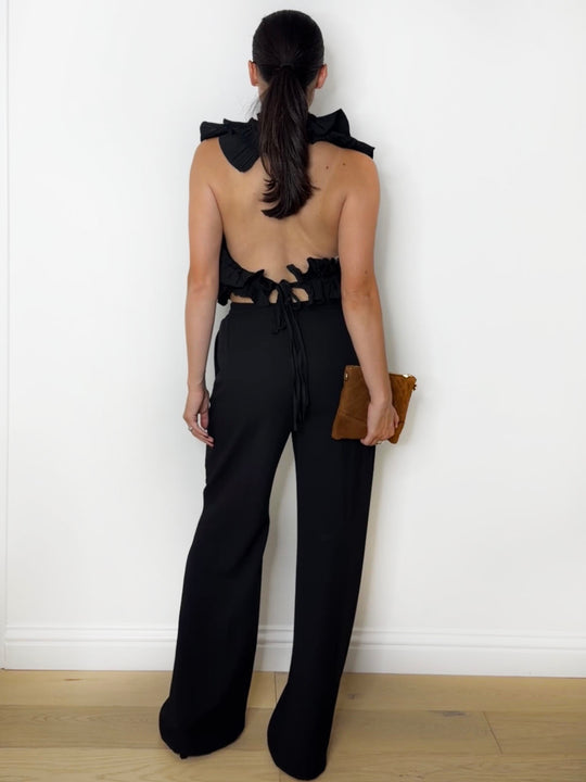 LARA RUFFLE HALTER BLACK